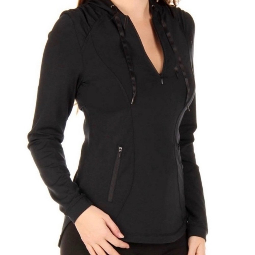 SPANX Black Silhouette Contour Hooded Long Sleeve Sweater